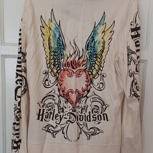 Harley Davidson Women's Hoodie Flaming Heart Valentine Unique w sparkles sexy